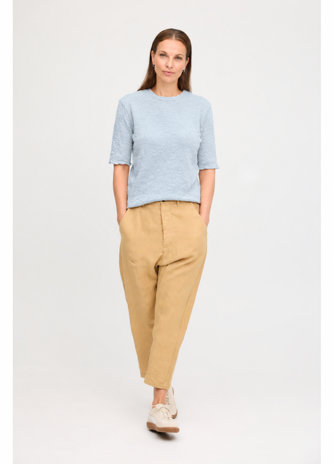 Shirt s/s w/collar pannel - Blue Mist