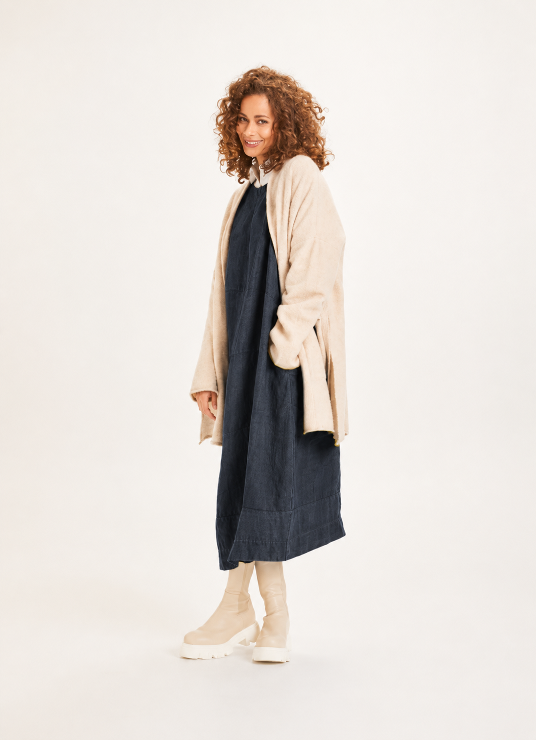 By Basics - Dress Long W/ Cuttings - Midnight Blue