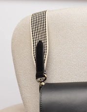 O MY BAG - Checkered Webbing Strap Classic Leather - Black
