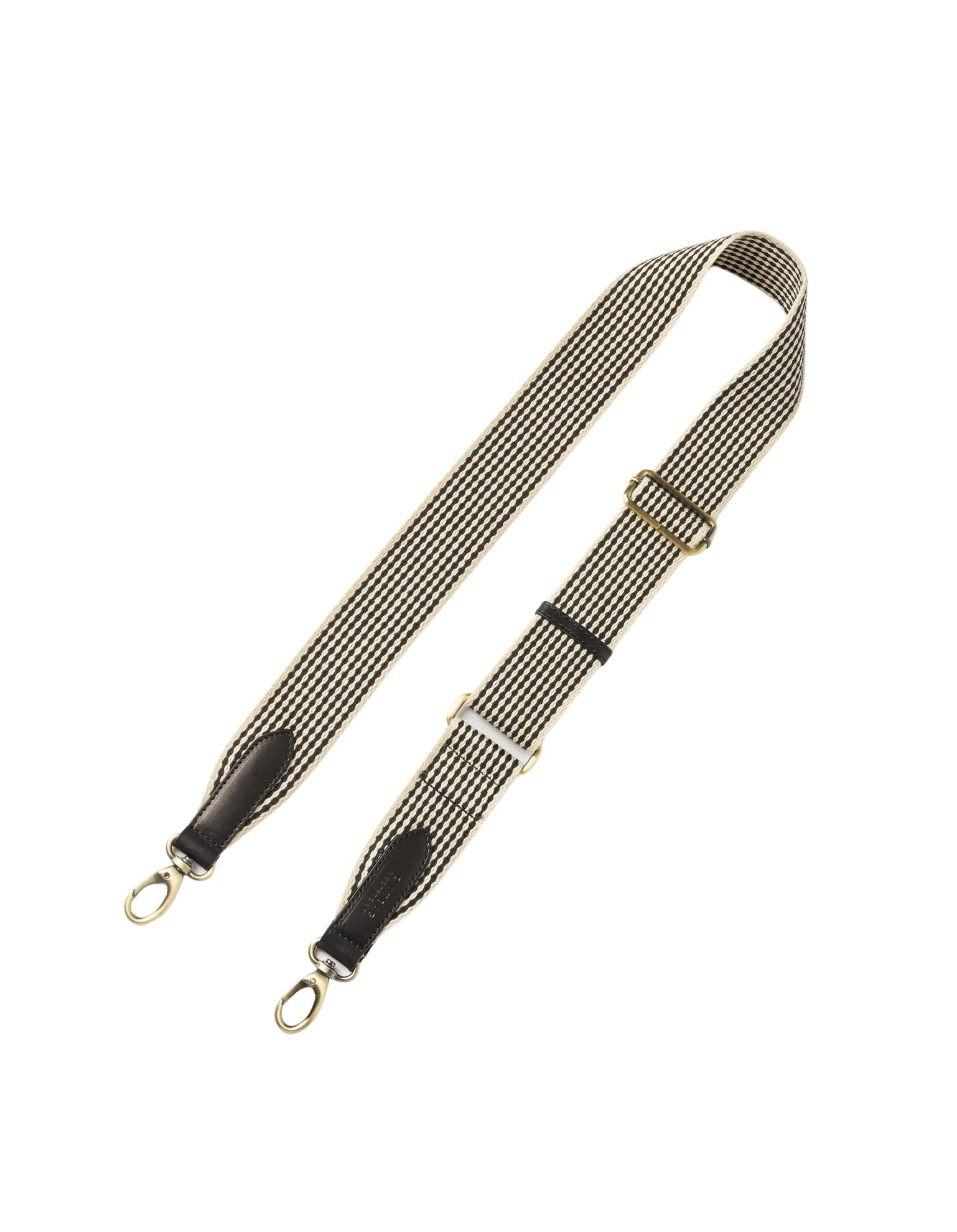 O MY BAG - Checkered Webbing Strap Classic Leather - Black