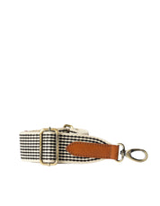 O MY BAG - Checkered Webbing Strap Classic Leather - Black / Congnac