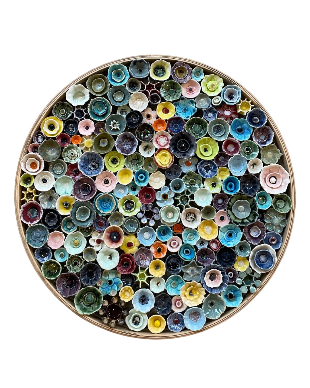 Dorthe Hold - Vægdekoration Med Blomster Ø50 - Multicolor