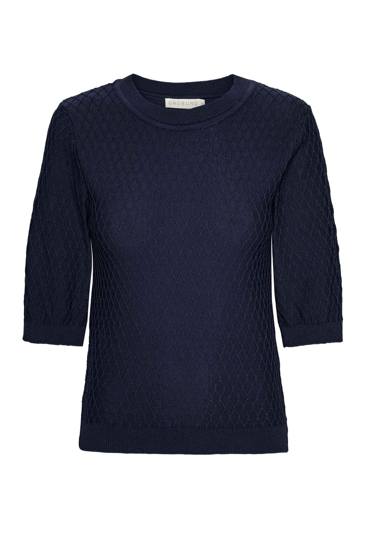 Grobund - Oda Knit Tee - Navy Blue