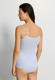 Hanro - Cotton Seamless Spaghetti Top (1601) - Dove Blue