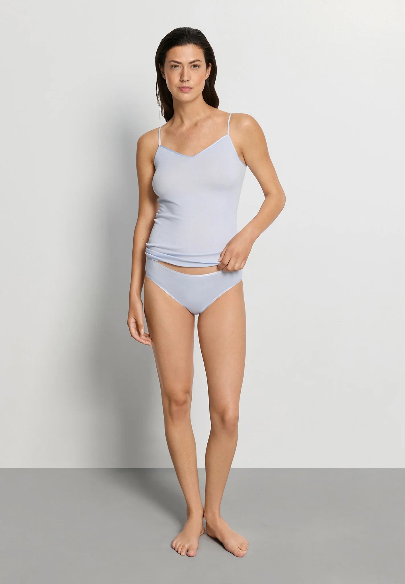 Hanro - Cotton Seamless Spaghetti Top (1601) - Dove Blue