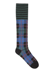 Henrik Vibskov Ribbit Knee Sock - Green Blue Dashed Checks