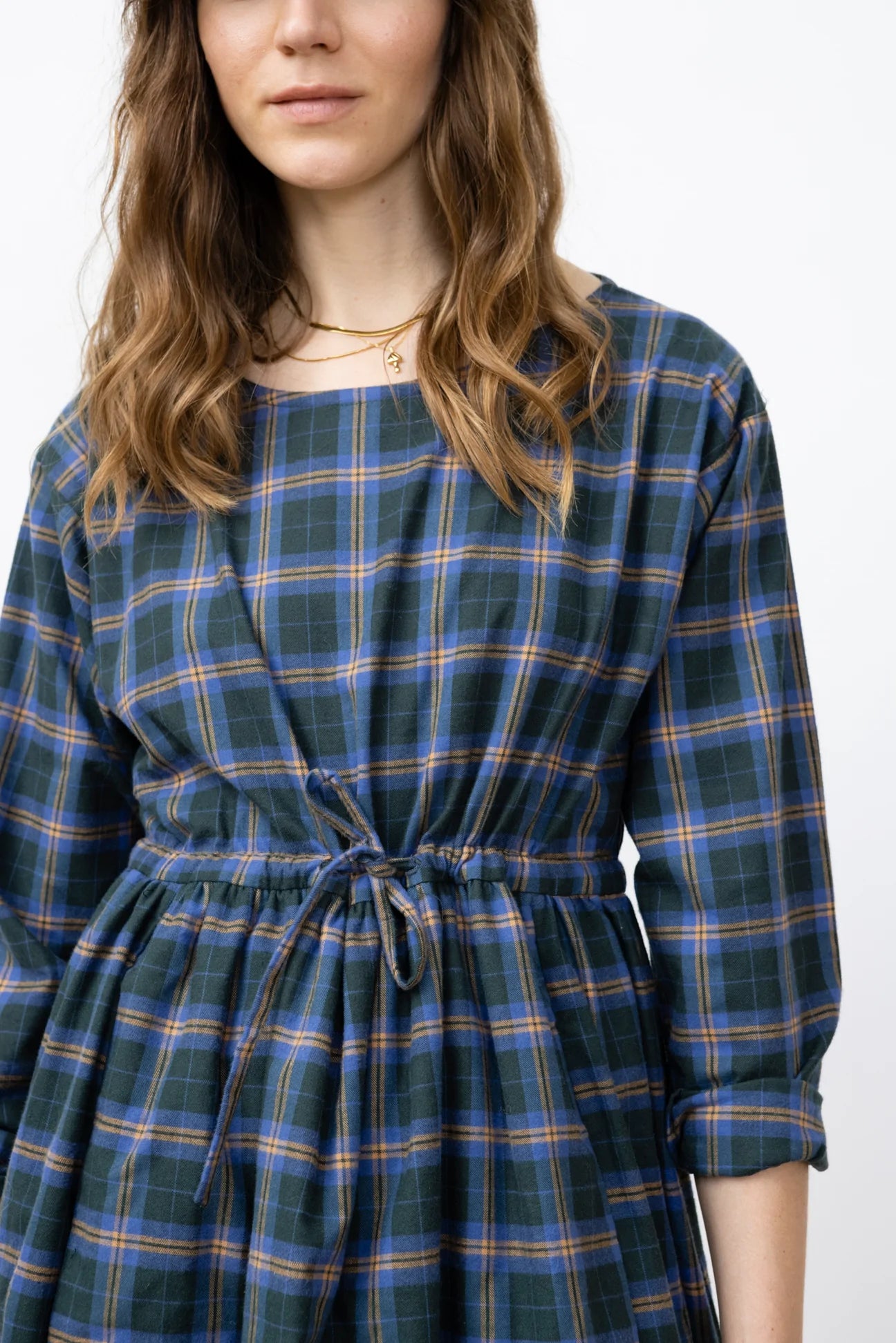 Jungle Folk Liv Long-sleeved Ruffle Dress Checkered