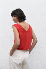Jungle Folk Flora Knit Top Poppy Red