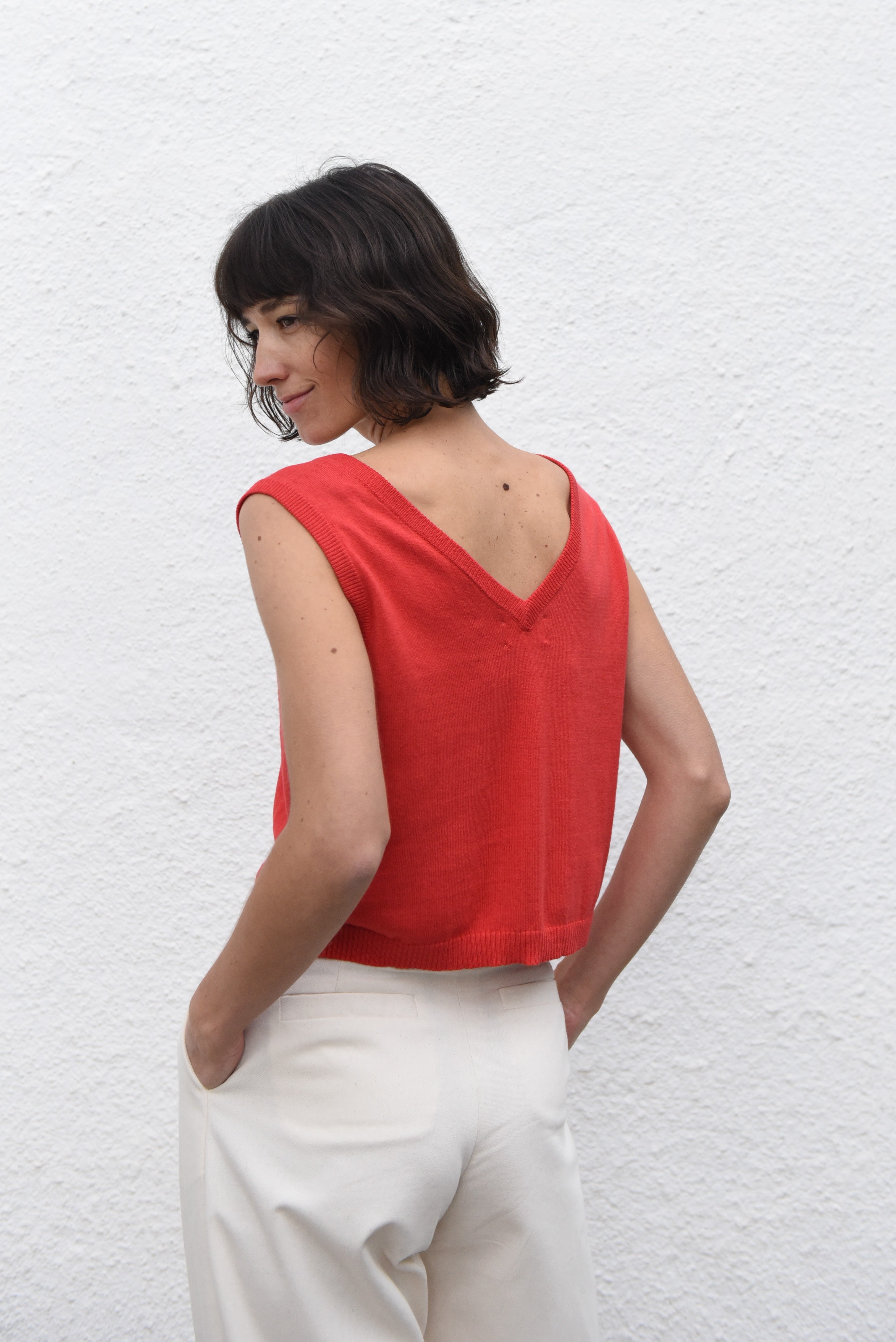 Jungle Folk Flora Knit Top Poppy Red
