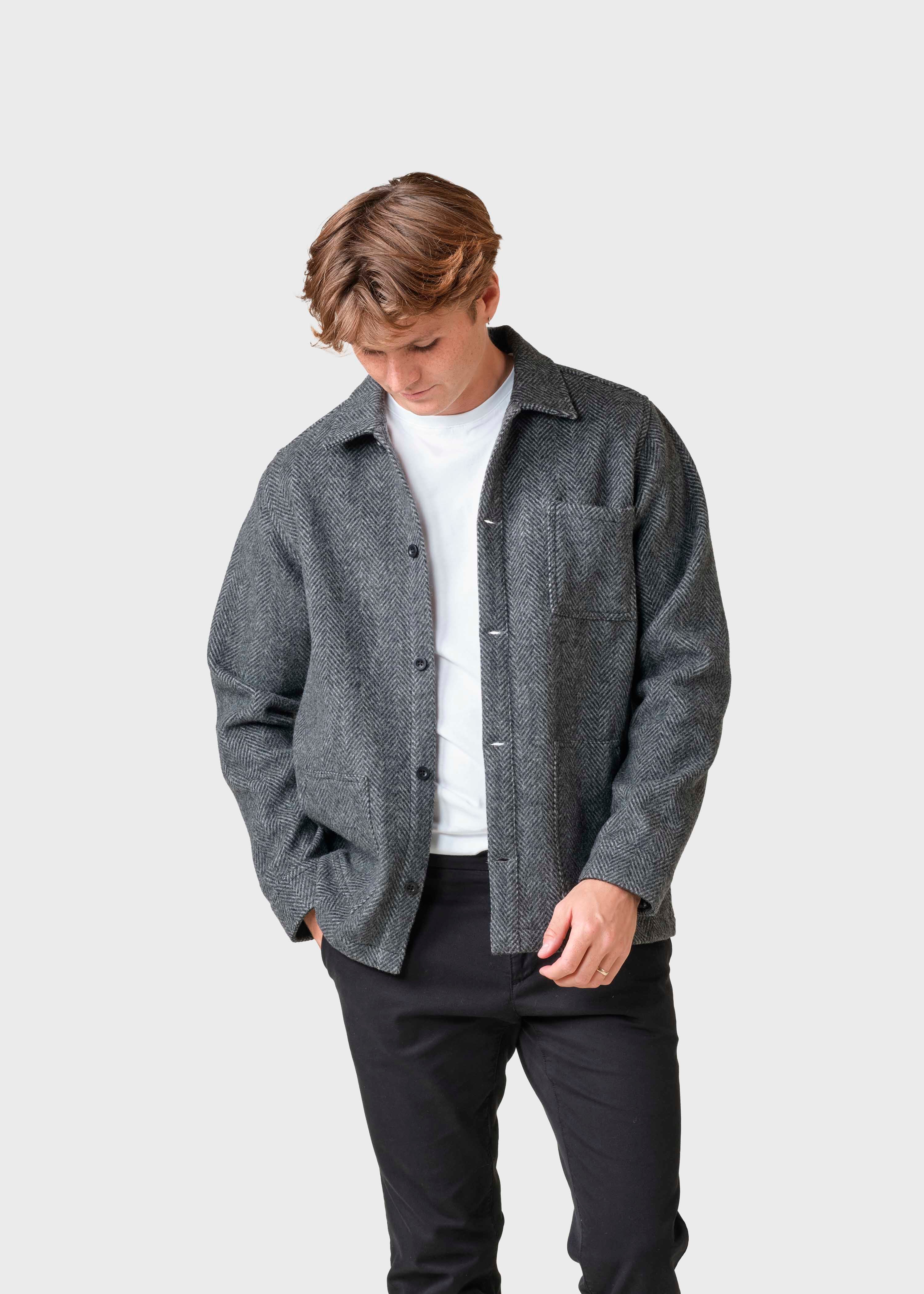 Klitmøller - Hans Herringbone Overshirt - Anthracite/Black