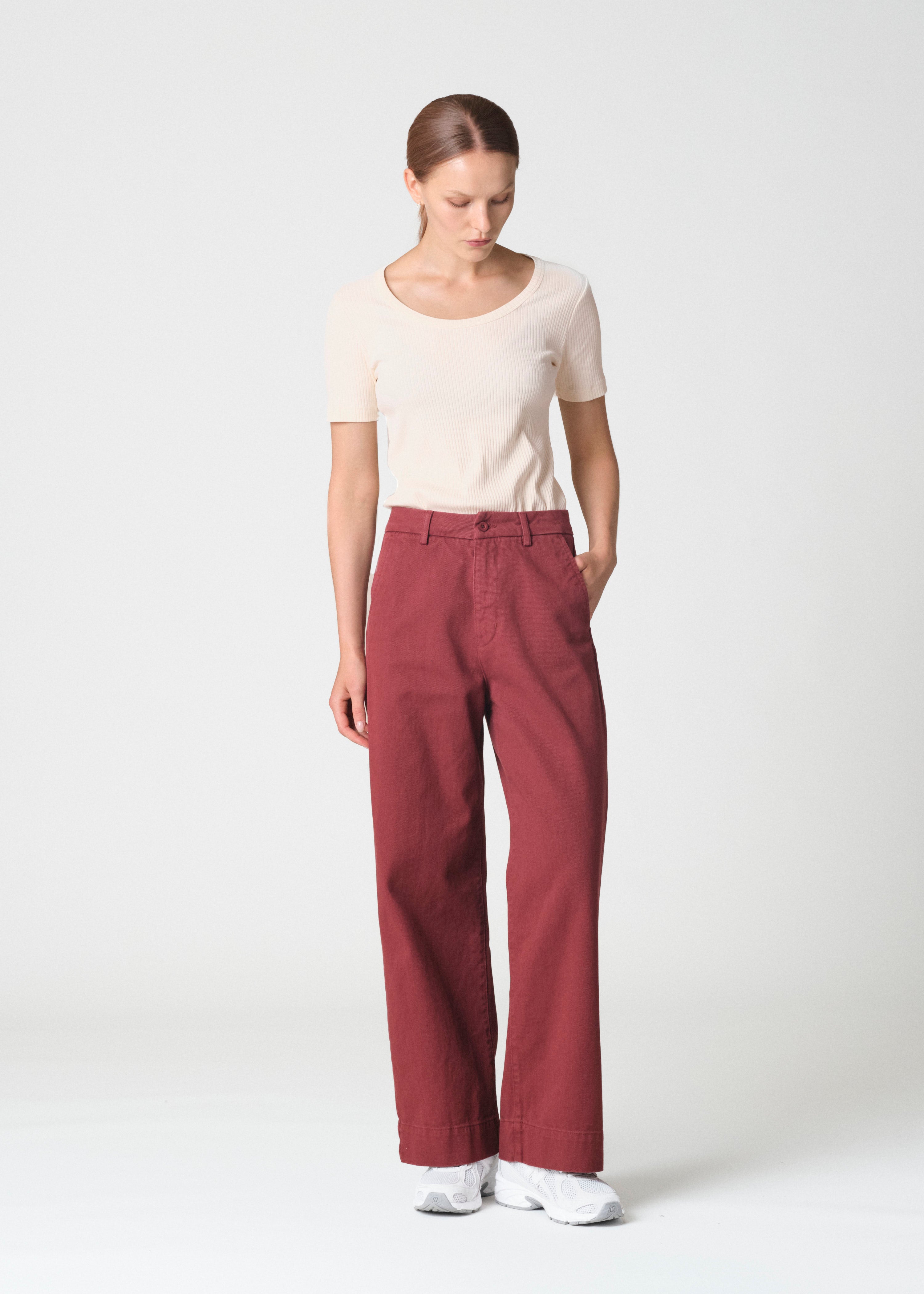 Klitmøller Collective Lydia denim pants GOTS Burgundy