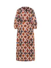 Lanius Midi Dress with Slit (GOTS) Print Batik Almond