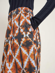 Lanius Midi Skirt with Elastic Waistband (GOTS)  Print Batik Almond