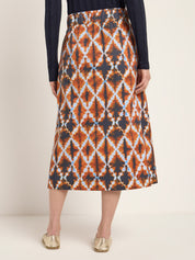 Lanius Midi Skirt with Elastic Waistband (GOTS)  Print Batik Almond
