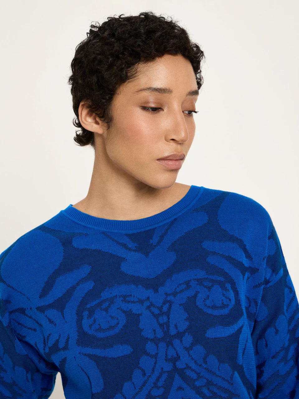 Lanius - Jacquard sweater 3/4 sleeves -  Lapis/Midnight Blue
