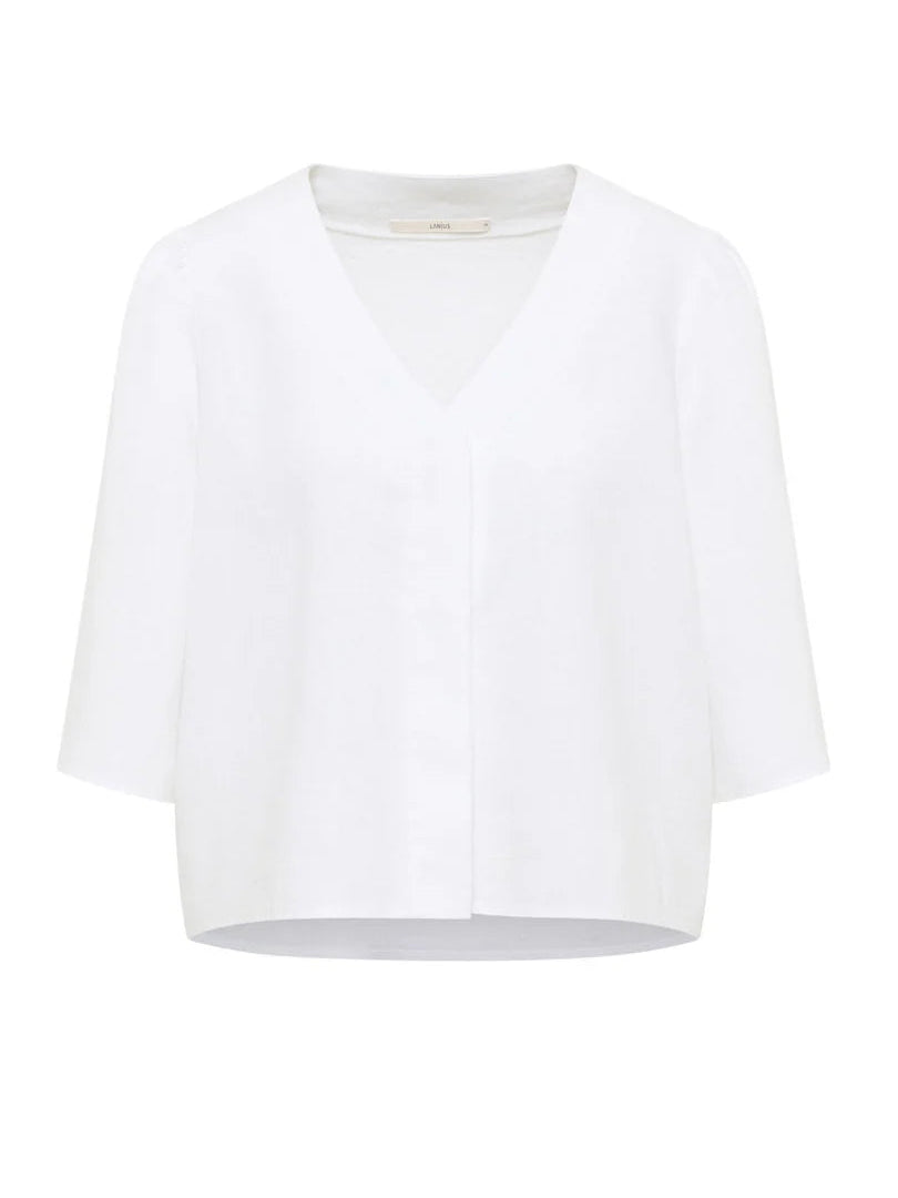 Lanius - 3/4 Sleeve Linen Blouse - White