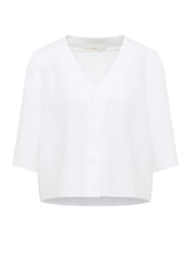 Lanius - 3/4 Sleeve Linen Blouse - White
