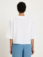 Lanius - 3/4 Sleeve Linen Blouse - White