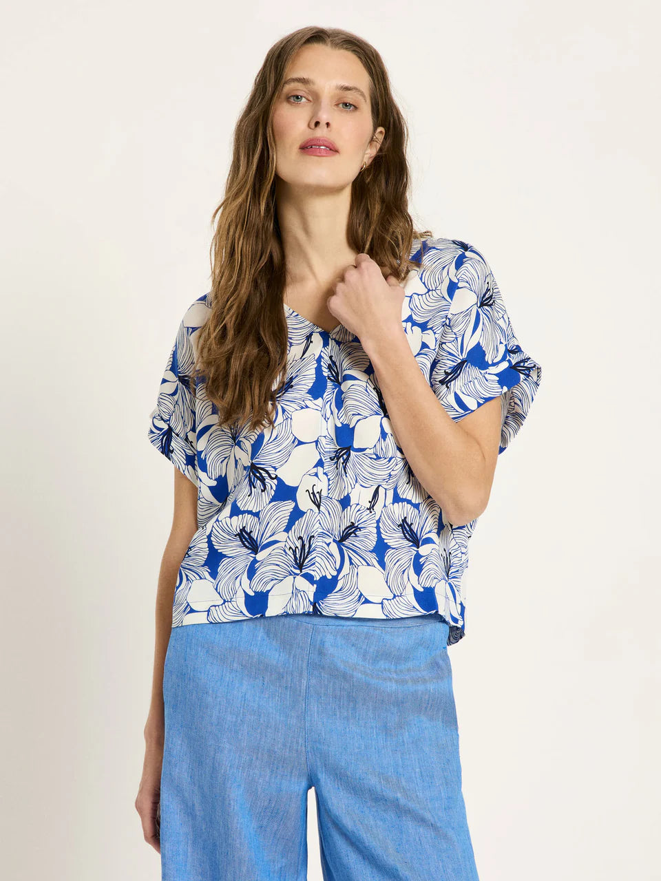Lanius - Blouse shirt -  print bloom lapis