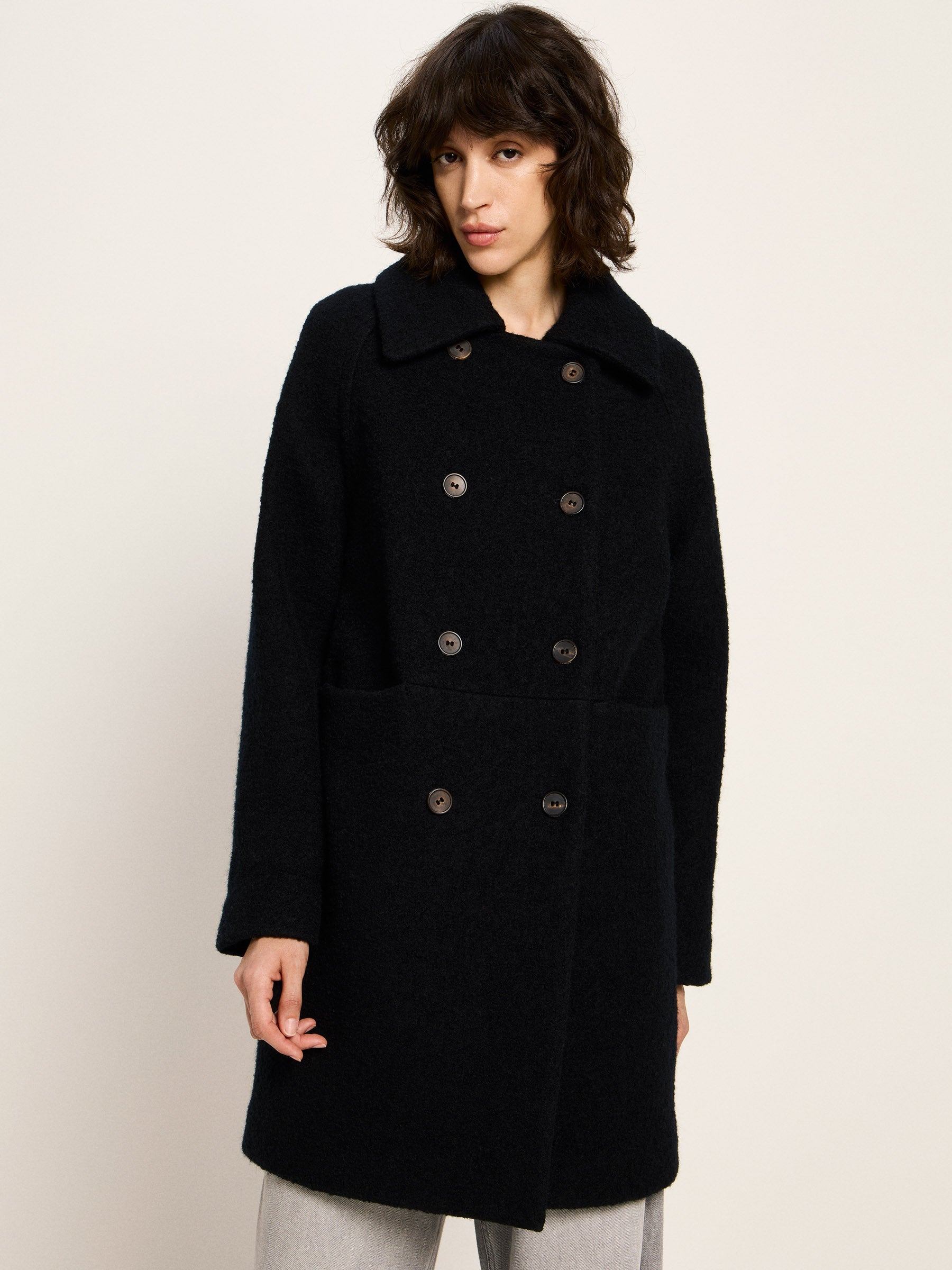Lanius - Bucle Coat - black