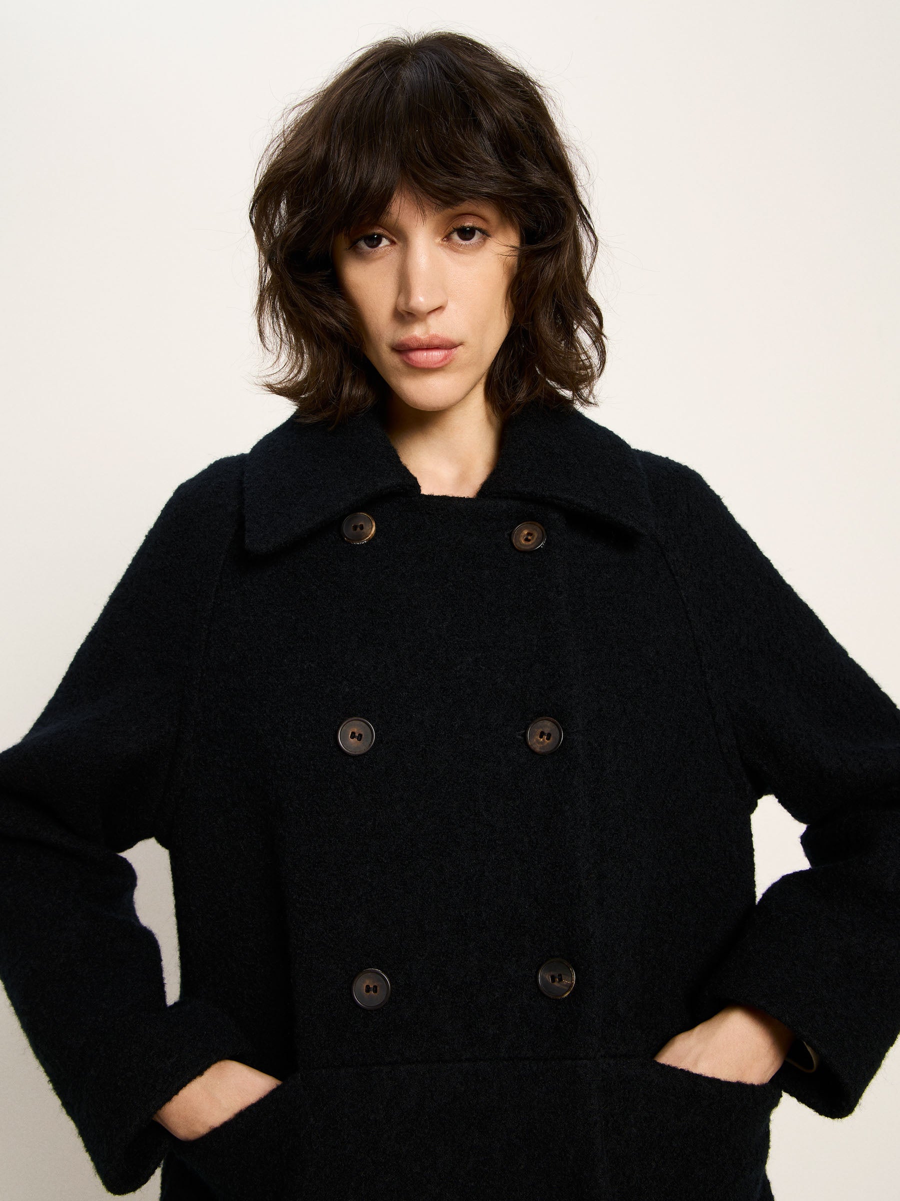 Lanius - Bucle Coat - black