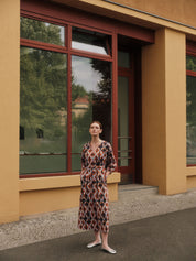 Lanius Midi Dress with Slit (GOTS) Print Batik Almond