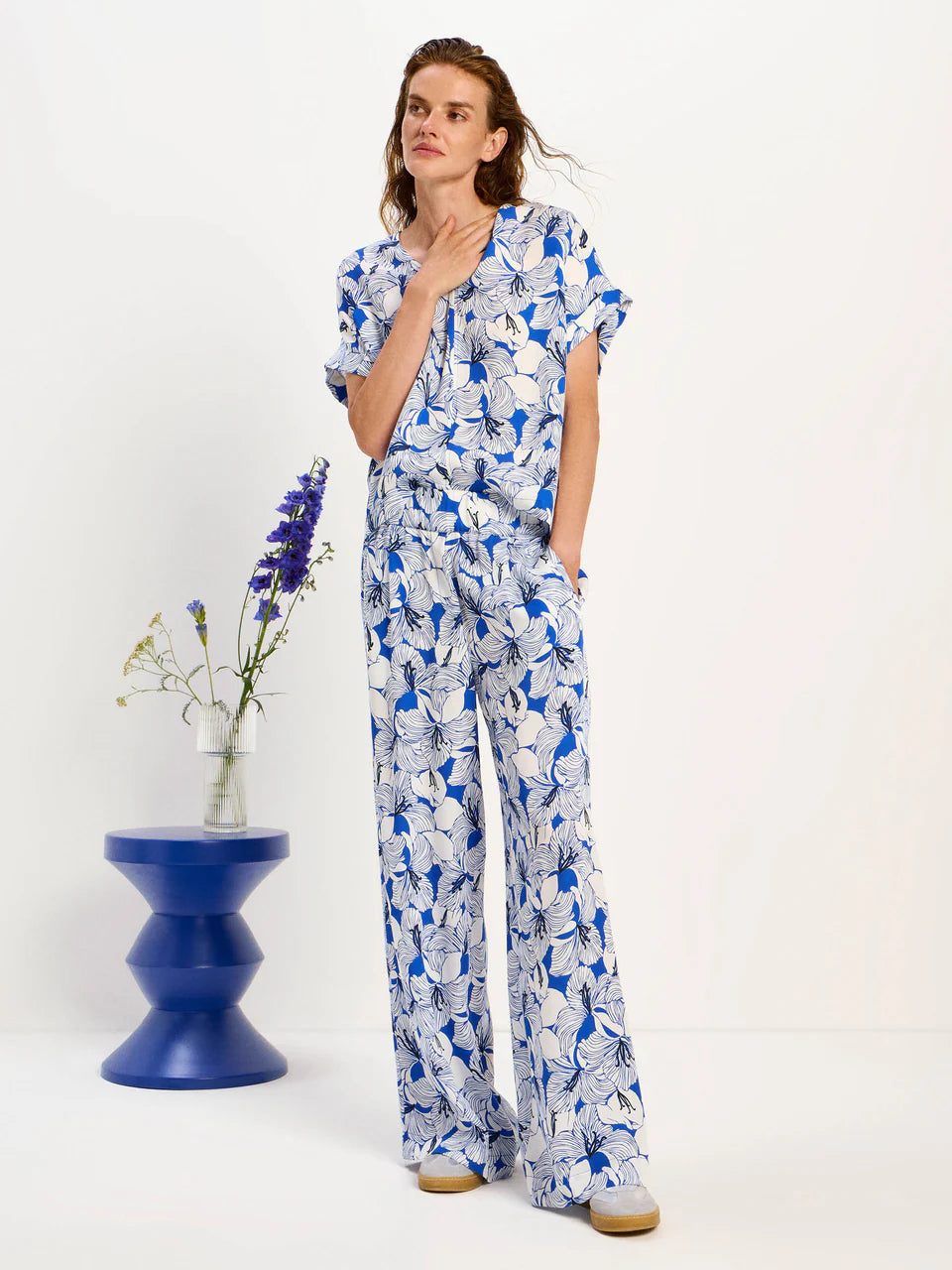 Lanius - Blouse shirt -  print bloom lapis