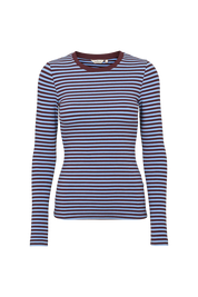 Basic Apparel - Ludmilla LS Tee - Bordeaux / Frozen fjord