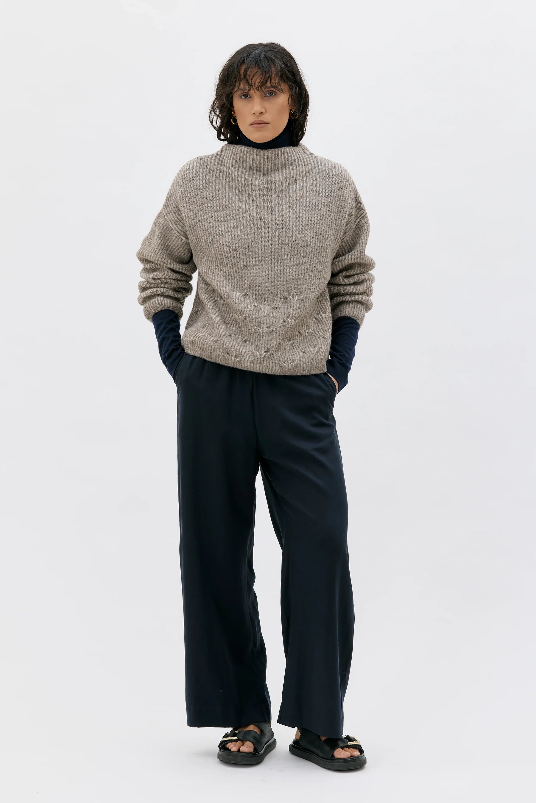 Maska - Telma Bicolour Lambswool Sweater - Sand Melange