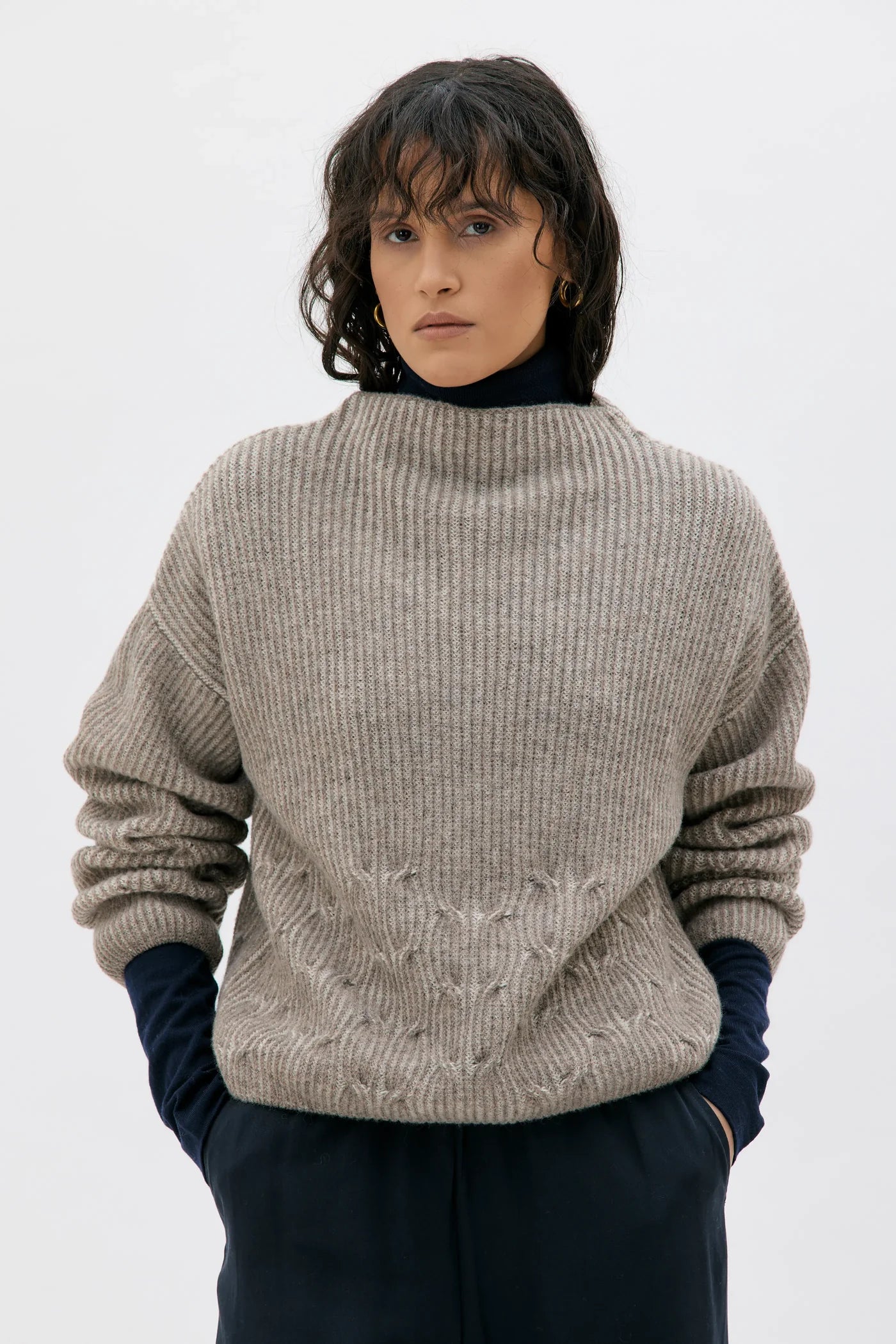 Maska - Telma Bicolour Lambswool Sweater - Sand Melange