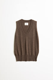 MERINO V-NECK VEST – NUTMEG BROWN