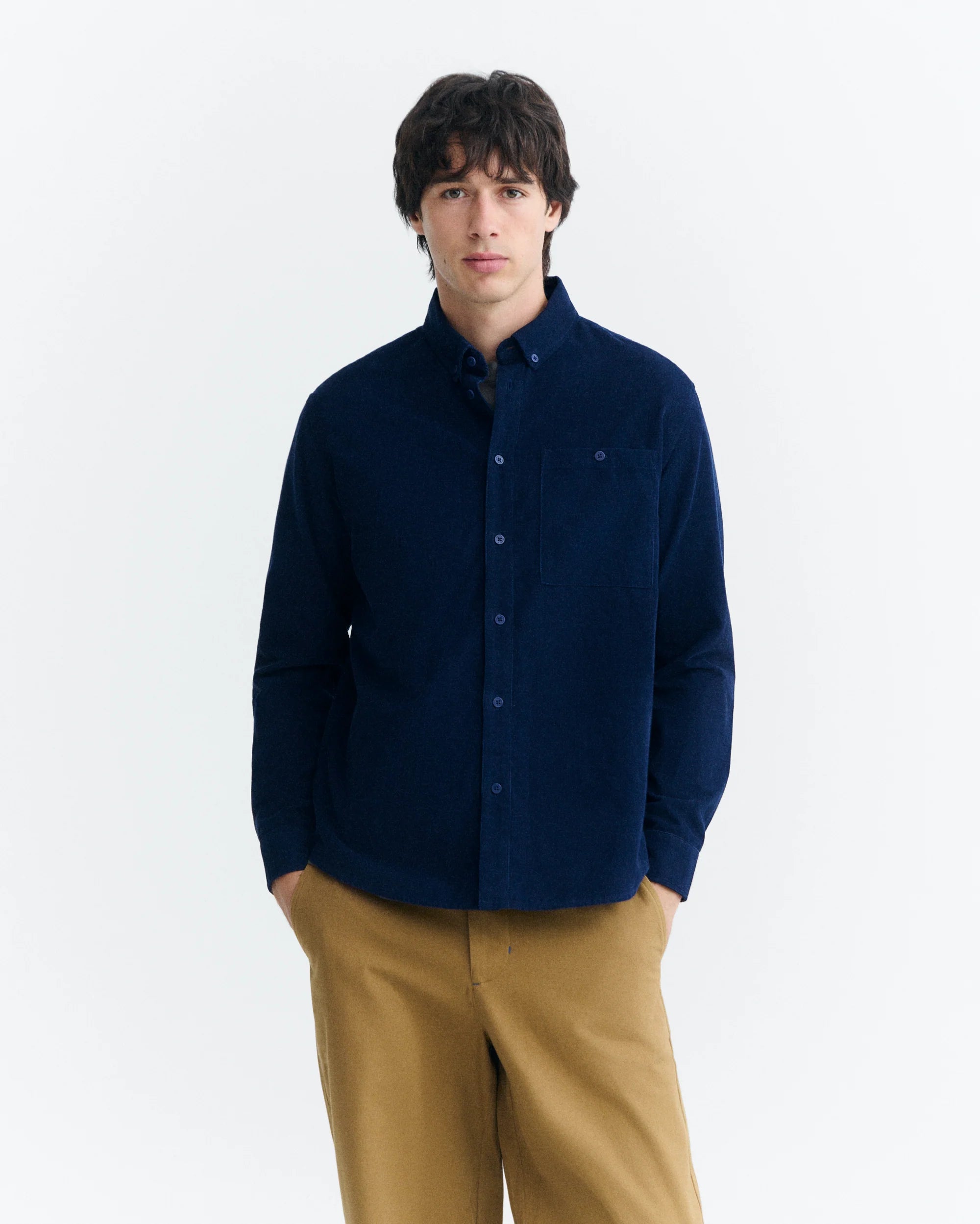 Thinking Mu Blue micro-corduroy Anto shirt - Blue