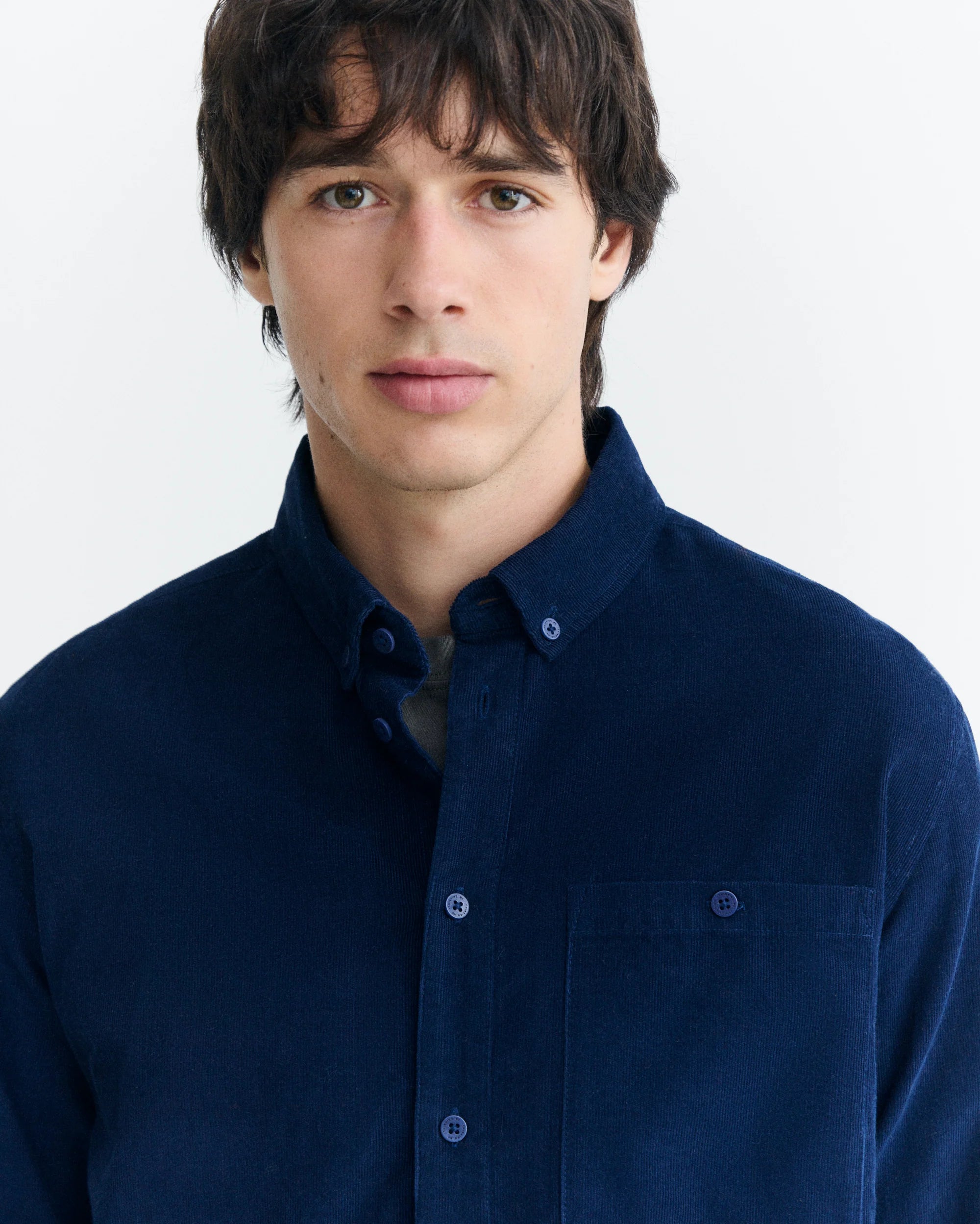 Thinking Mu Blue micro-corduroy Anto shirt - Blue
