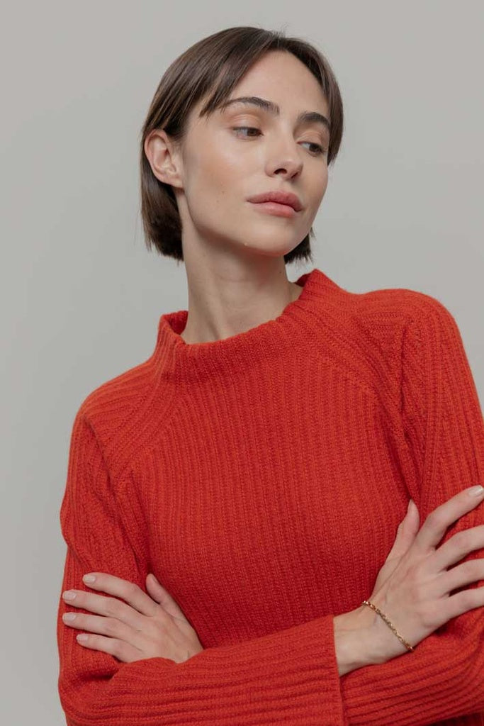 Rifo - Paola Woman Wool Sweater - Orange Corallo