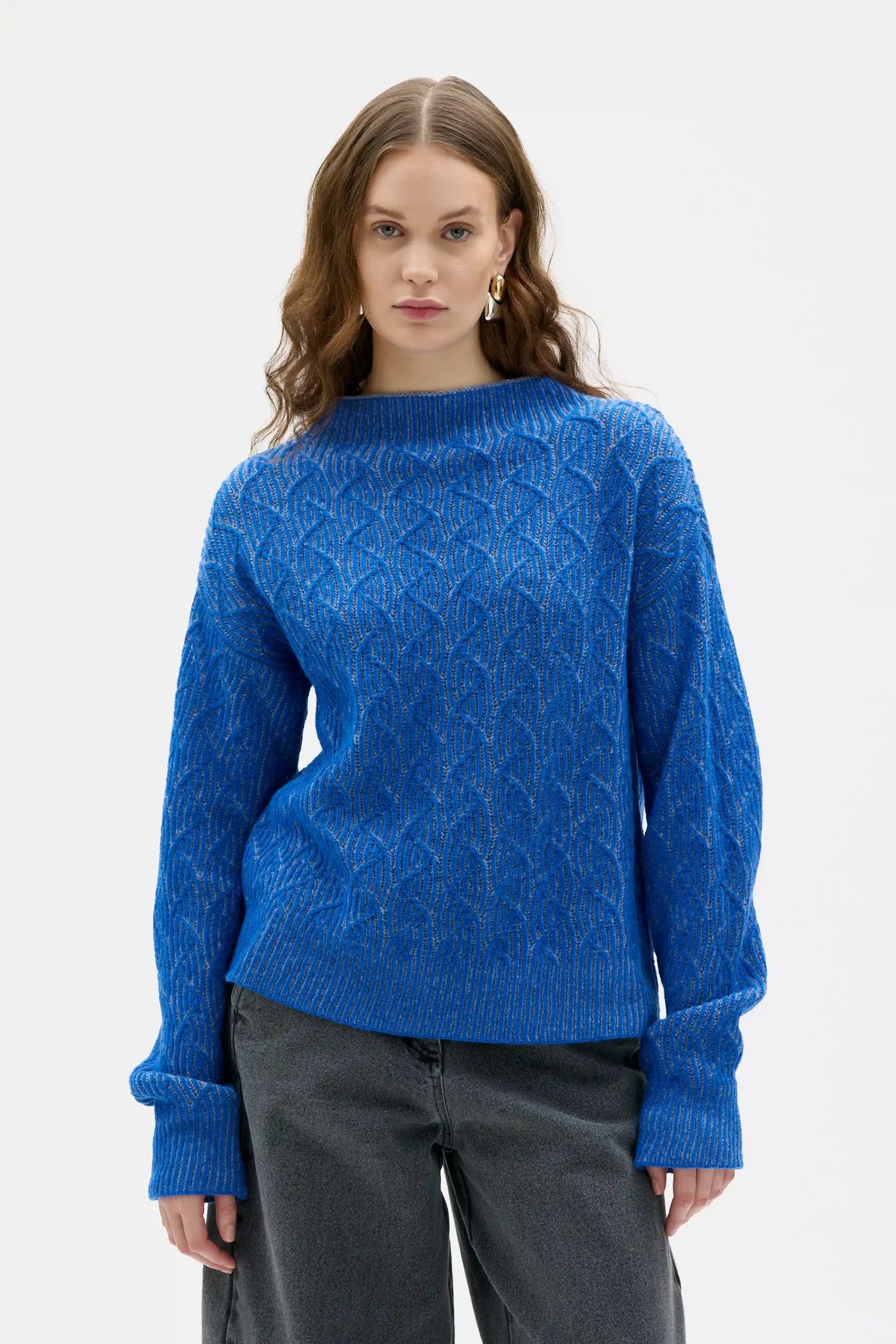 Maska - Bicolour Lambswool Sweater - Klein Blue