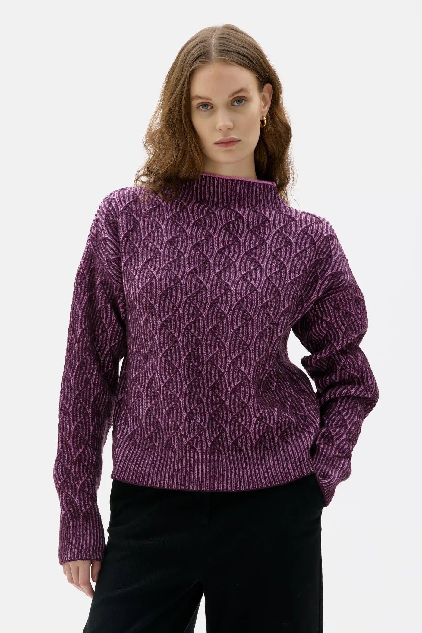 Maska - Bicolour Lambswool Sweater - Grape
