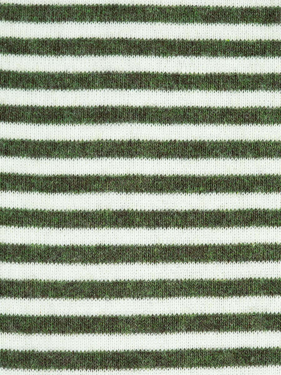 SERENDIPITY Slim Tee Ivy/Offwhite-Melange Rib stripe