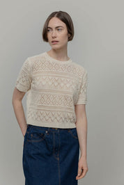 Rifo - Nada Recycled Cotton Knit T-shirt - White Burro