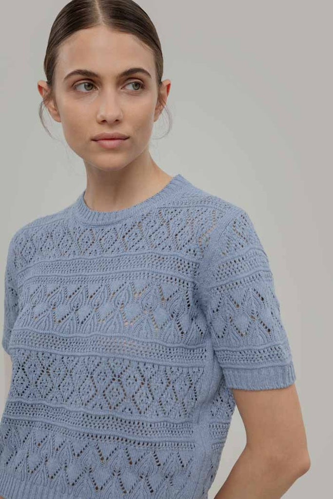 Rifo - Nada Recycled Cotton Knit T-shirt - Blue Indigo