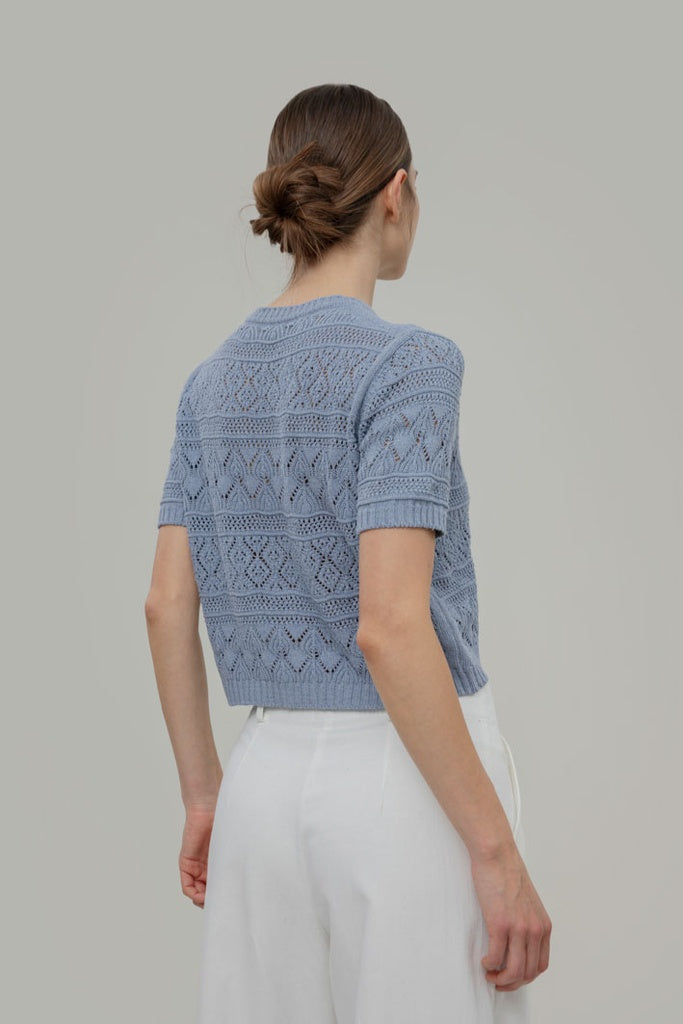 Rifo - Nada Recycled Cotton Knit T-shirt - Blue Indigo