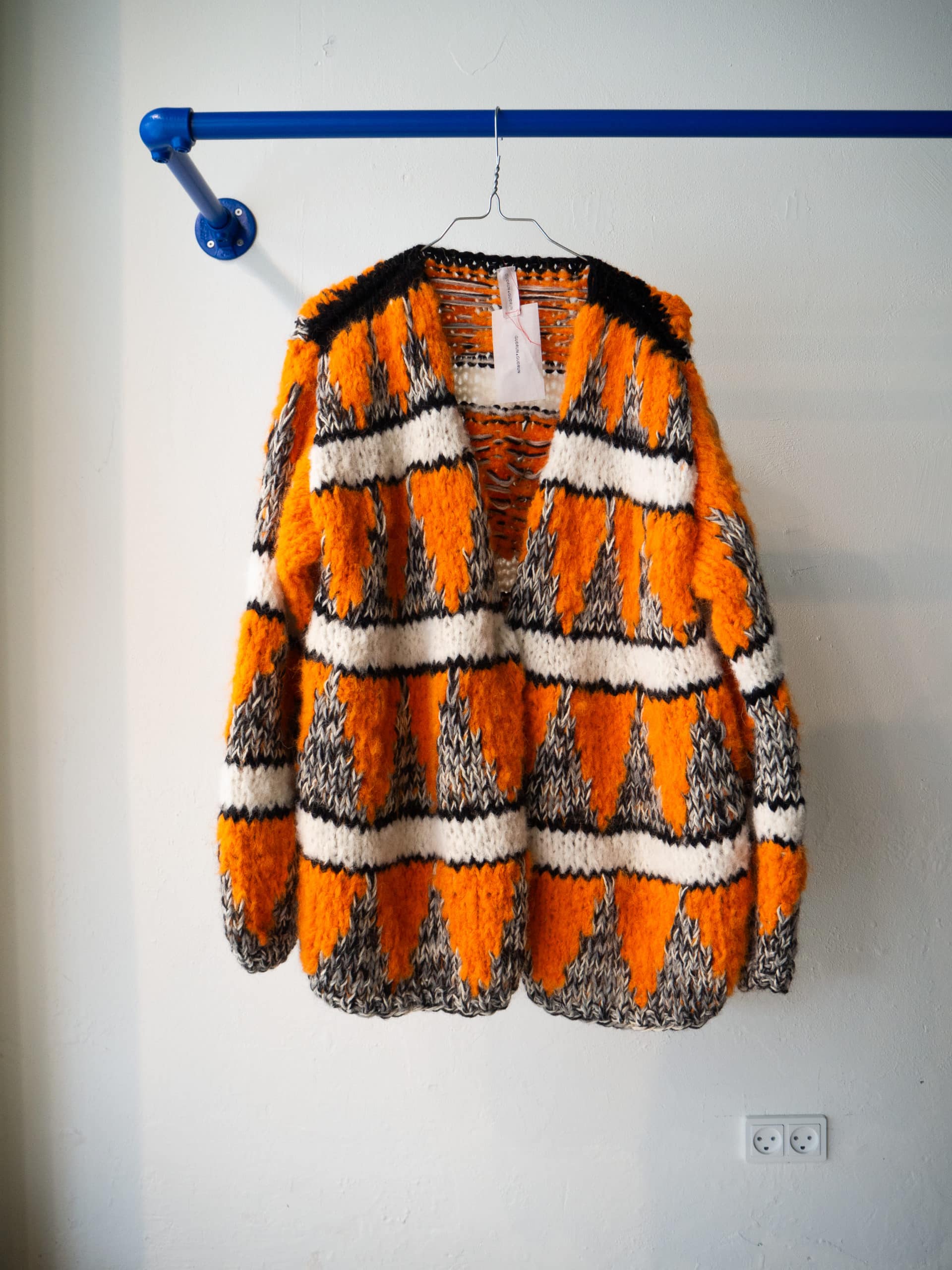 gudrun & gudrun - Birch Cardigan Grå / Hvid / Orange