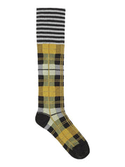 Henrik Vibskov Ribbit Knee Sock - Grey Black Dashed Checks