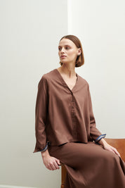 Schulz by Crowd Sessa shirt Brown Tencel