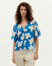 Thinking Mu Blue butterfly flowers Libelula blouse