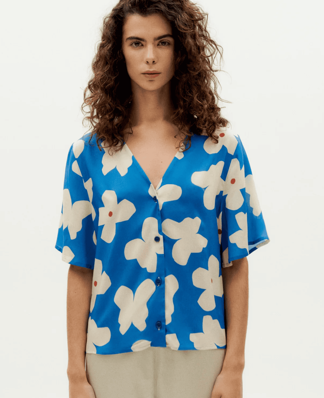 Thinking Mu Blue butterfly flowers Libelula blouse