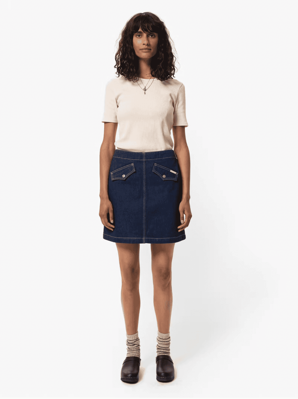 Nudie Jeans Elvy Western Denim Skirt Blue