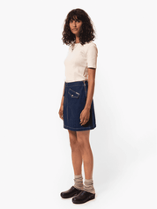 Nudie Jeans Elvy Western Denim Skirt Blue