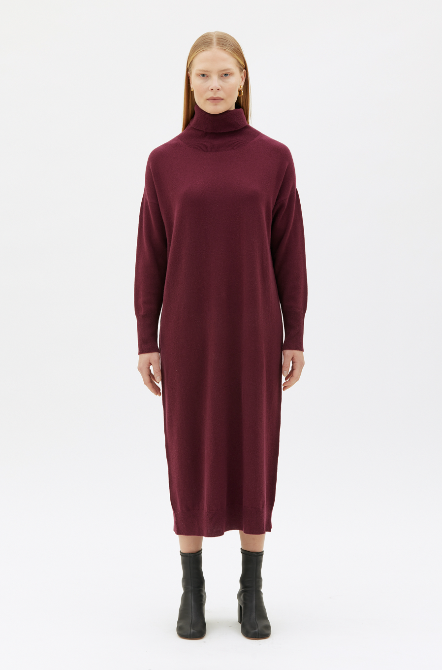 Maska Kaya knitted dress in lambswool - Bourdeaux