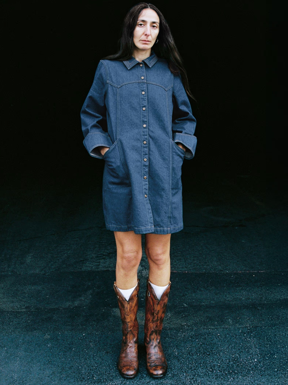 Nudie Jeans Maj Western Denim Dress Blue