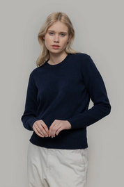 Rifo - Laura Woman Recycled Wool Sweater - Blue Mora